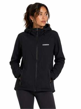 Karbon Black Long Sleeved Lightweight Hooded Nylon Spandex Blend Jacket